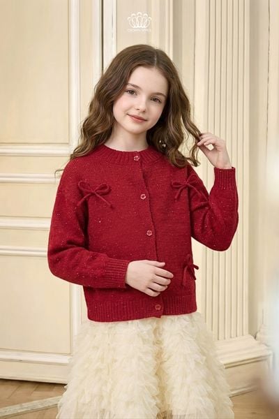  Áo Len Cardigan Dệt Kim Tuyến Lấp Lánh Phong Cách Hoàng Gia Anh | Crown Space CKGL6451901 