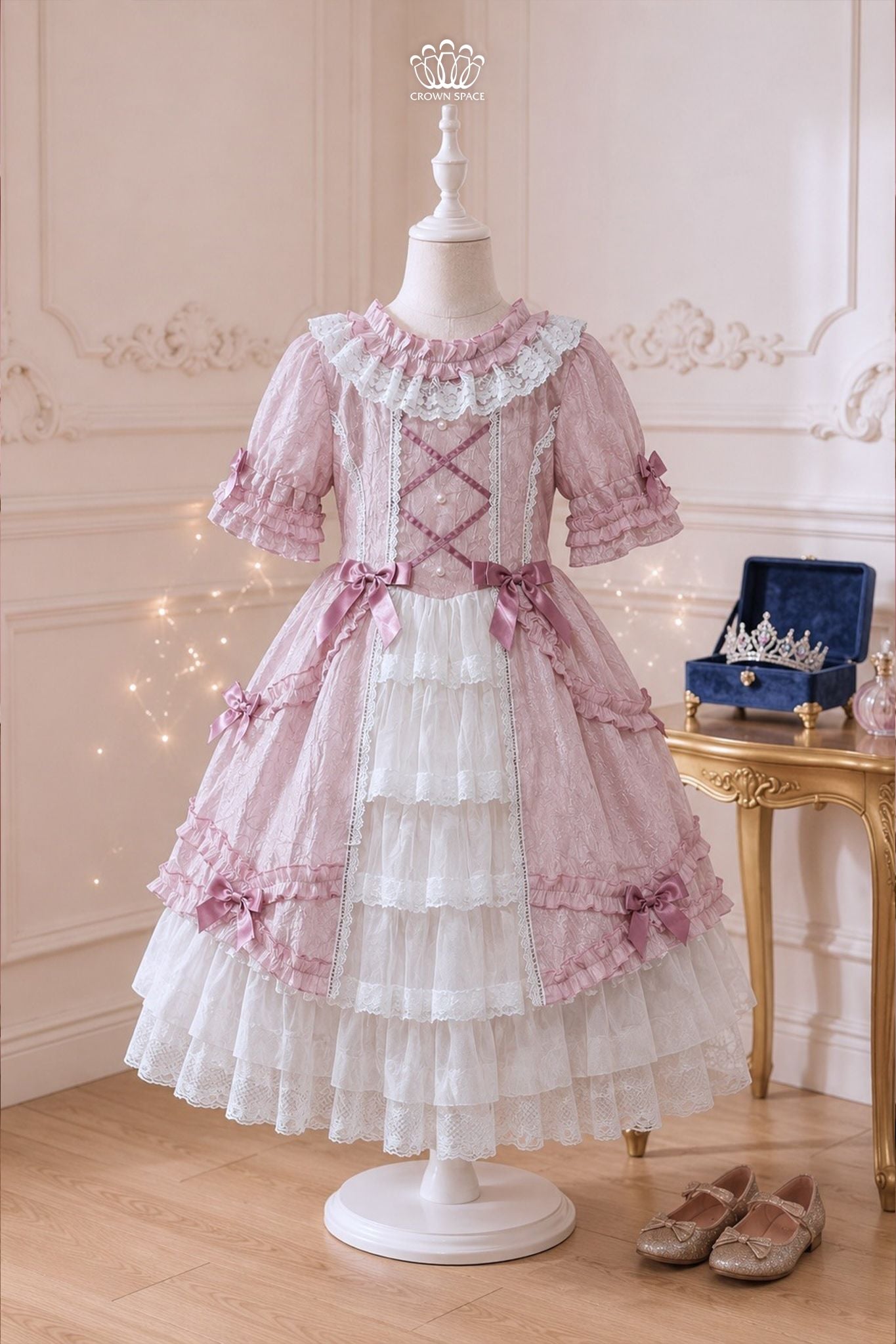  Váy Công Chúa Lolita Gấm Nổi Phối Ren Xếp Tầng Ngọt Ngào | Crown Space CKGS3860810.P 