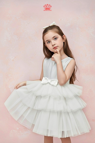  Váy Công Chúa Bé Gái Xếp Tầng Voan Bồng Bềnh Gắn Nơ Crown Space CKGS38514012 