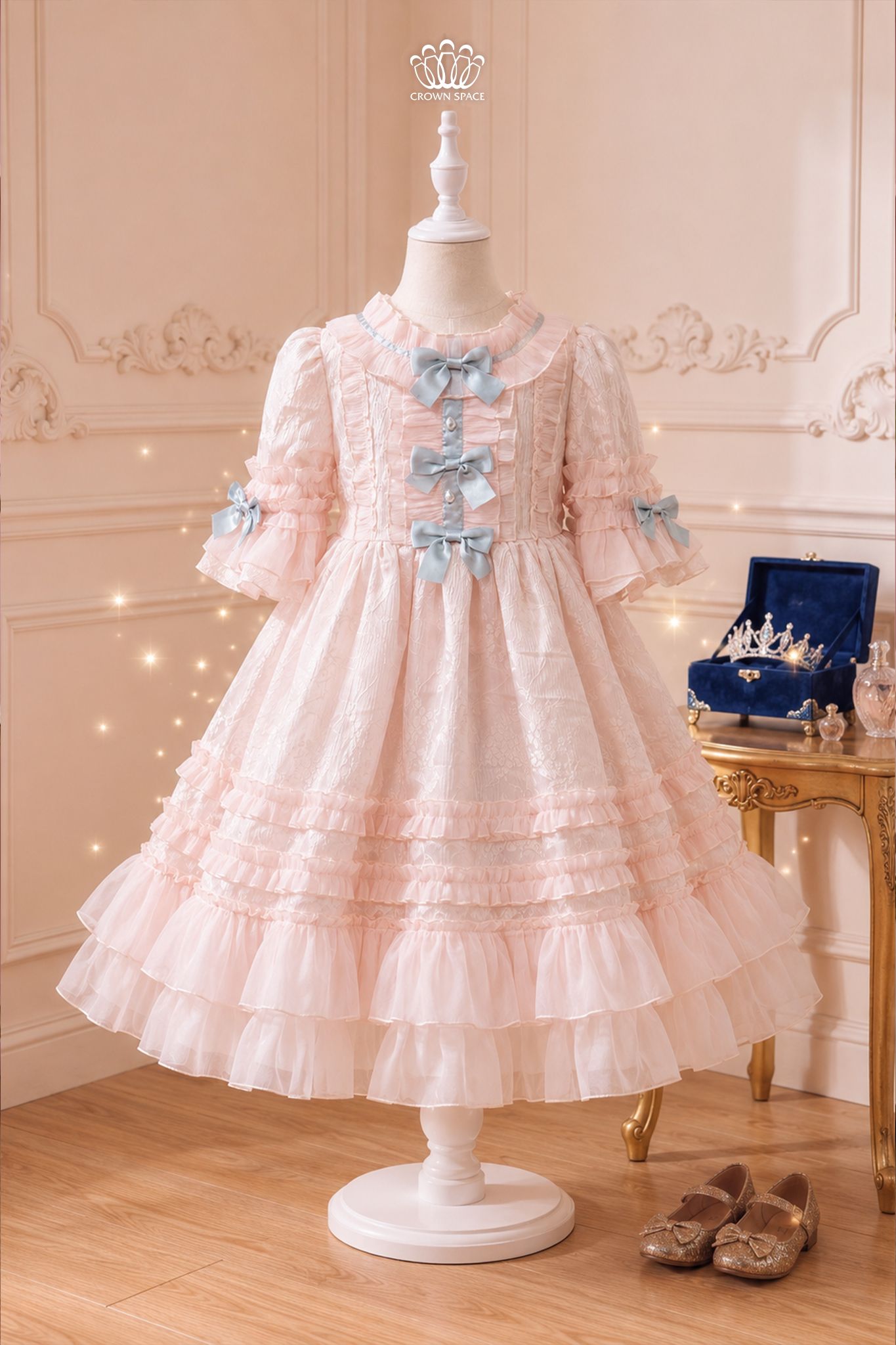  Váy Công Chúa Lolita Gấm Nhăn Phối Nơ Thanh Lịch | Crown Space CKGS3860811.P 