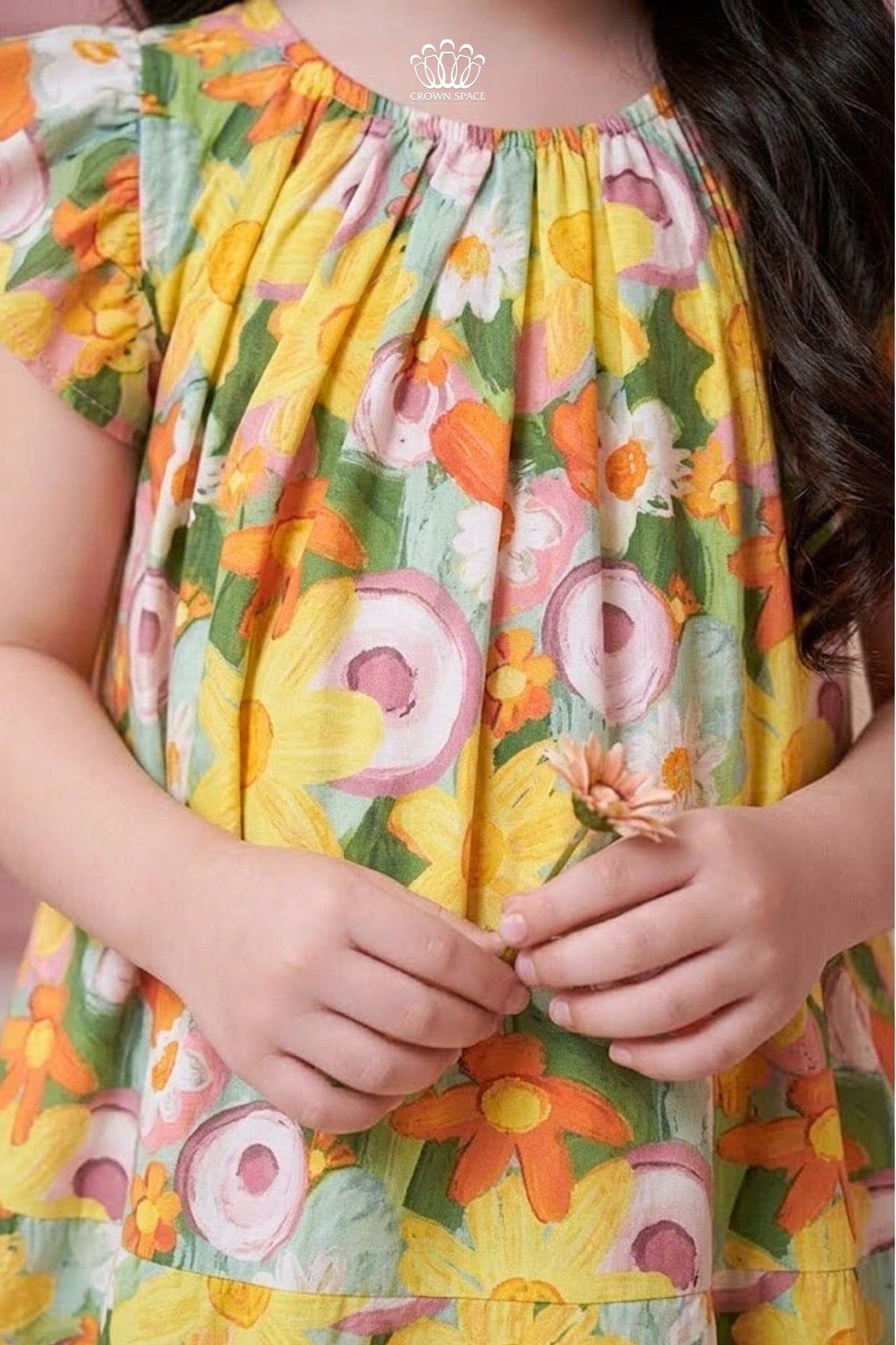  Váy Bé Gái Hoa Nhí Crown Space – Váy Xòe Cotton Dễ Thương CKGS2860205 