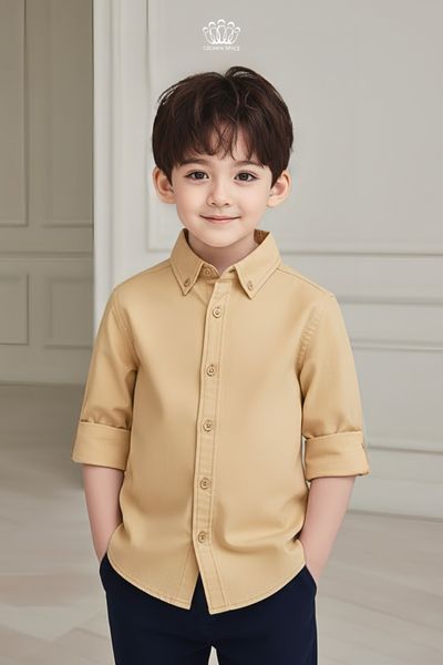  Áo Sơ Mi Bé Trai Thiết Kế Trơn Basic Thanh Lịch Crown Space CKBL52514019 