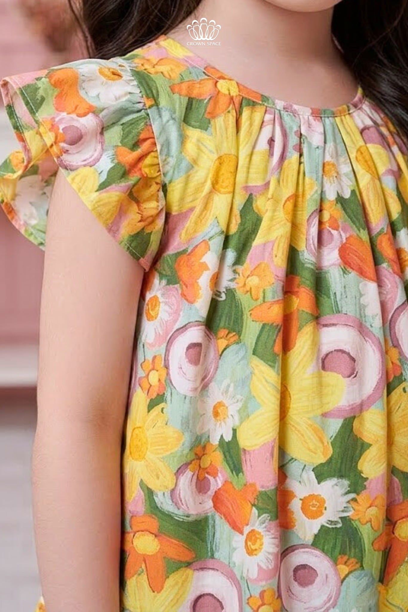 Váy Bé Gái Hoa Nhí Crown Space – Váy Xòe Cotton Dễ Thương CKGS2860205 