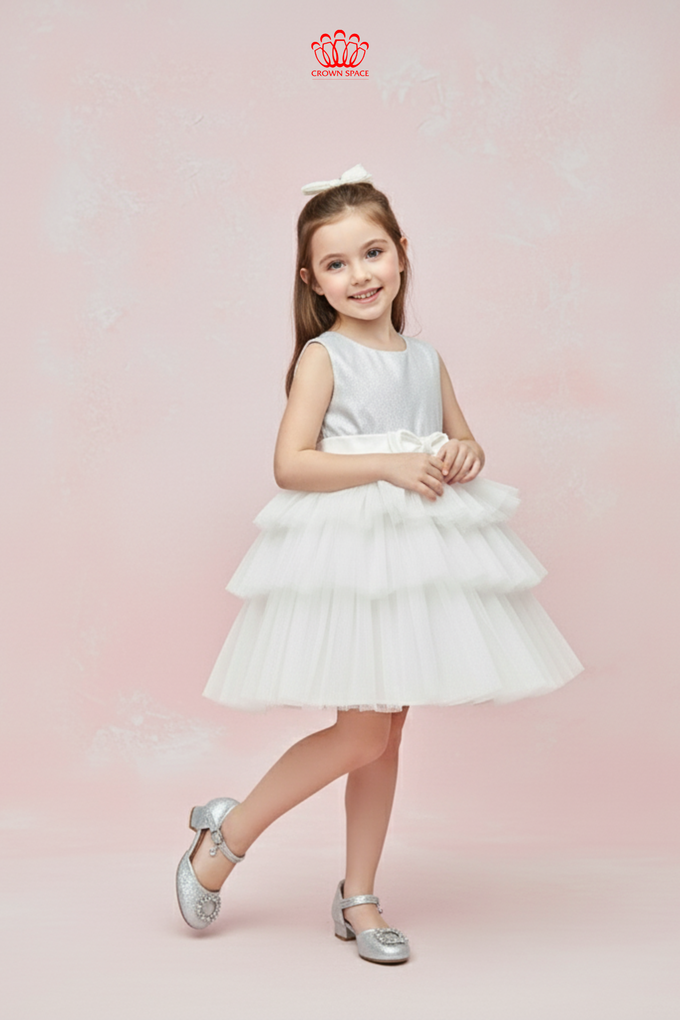  Váy Công Chúa Bé Gái Xếp Tầng Voan Bồng Bềnh Gắn Nơ | Crown Space CKGS38514012 