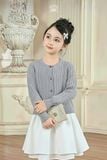  Áo Khoác Len Cardigan Bé Gái Dệt Vặn Thừng Phong Cách Anh Quốc | Crown Space CKGL6451611/CKGL6451613 