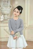  Áo Khoác Len Cardigan Bé Gái Dệt Vặn Thừng Phong Cách Anh Quốc | Crown Space CKGL6451611/CKGL6451613 