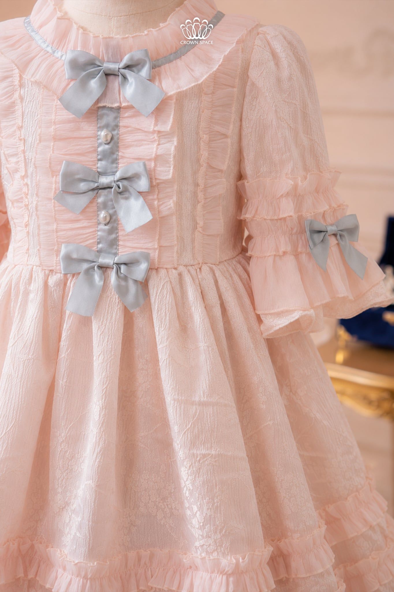  Váy Công Chúa Lolita Gấm Nhăn Phối Nơ Thanh Lịch | Crown Space CKGS3860811.P 