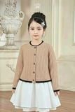  Áo Khoác Len Cardigan Bé Gái Dệt Vặn Thừng Phong Cách Anh Quốc | Crown Space CKGL6451611/CKGL6451613 