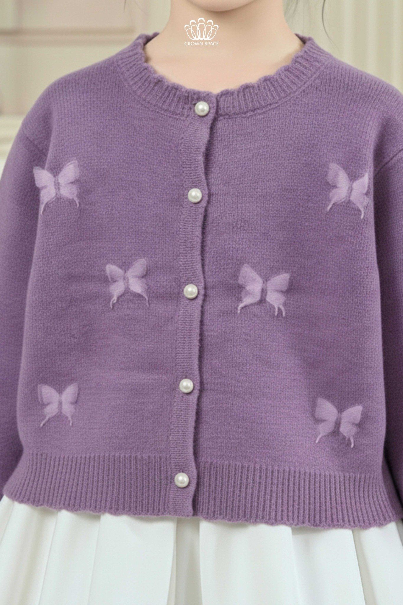  Áo Len Cardigan Bé Gái Đính Nơ/Bướm 3D Tiểu Thư Ngọt Ngào | Crown Space CKGL6451608/CKGL6451609 
