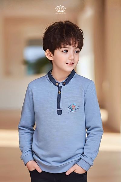  Áo Bé Trai Thiết Kế Cổ Phối Viền Sang Trọng, Năng Động Crown Space CKBL51514015 