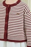  Áo Khoác Len Cardigan Bé Gái Họa Tiết Kẻ Ngang Classic | Crown Space CKGL6451610 