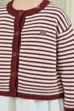  Áo Khoác Len Cardigan Bé Gái Họa Tiết Kẻ Ngang Classic | Crown Space CKGL6451610 
