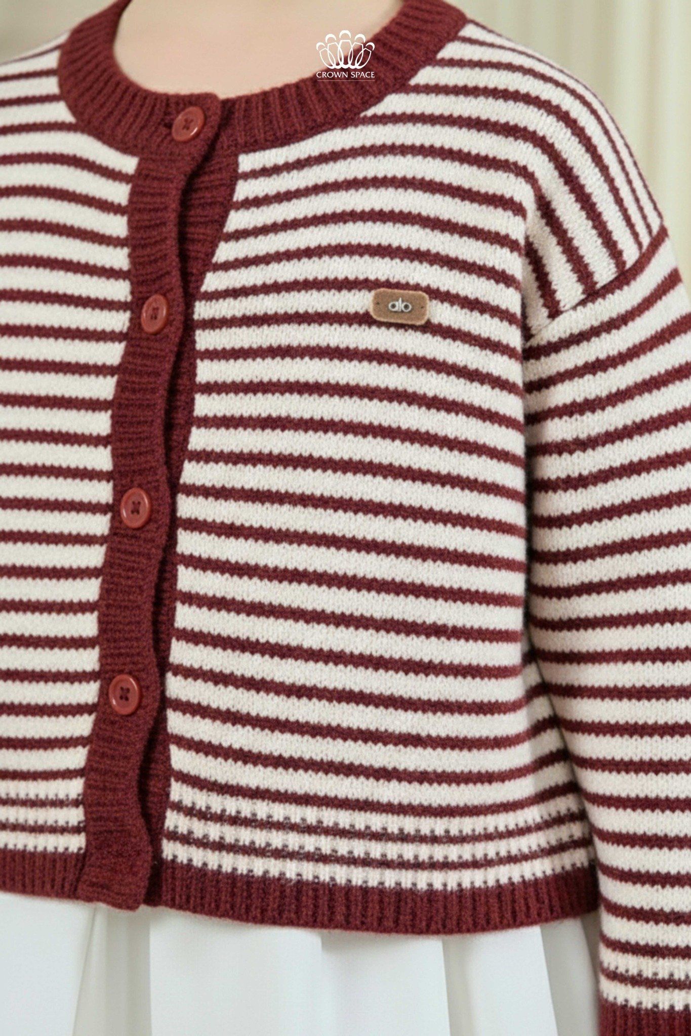  Áo Khoác Len Cardigan Bé Gái Họa Tiết Kẻ Ngang Classic | Crown Space CKGL6451610 