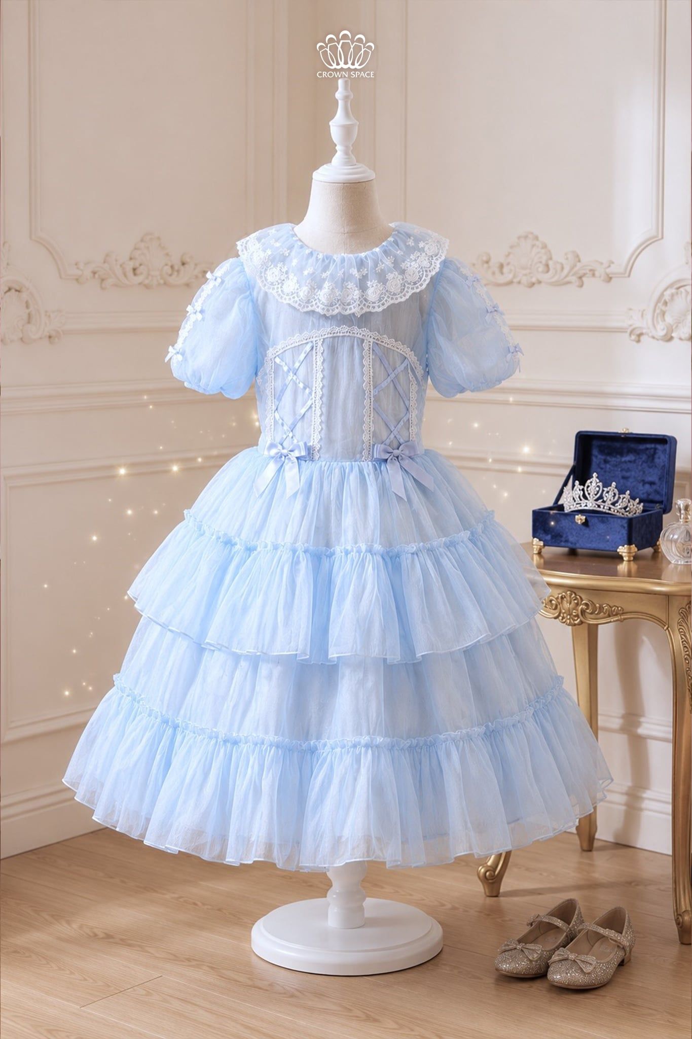  Váy Công Chúa Lolita Xanh Pastel Xếp Tầng Phối Ren Ngọt Ngào | Crown Space CKGS3860809.BL 