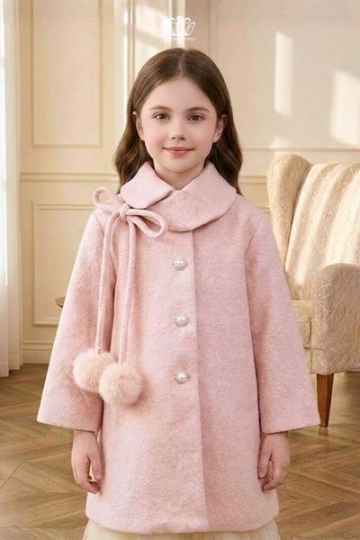  Áo Khoác Dạ Lông Thỏ Cổ Nơ Bông Tiểu Thư | Crown Space CKGL63517031 