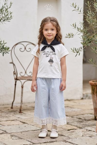  Áo Phông Cotton Bé Gái Họa Tiết Thỏ Đáng Yêu | Crown Space CKGS2160801.W 