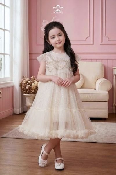  Váy Bé Gái Công Chúa Đính Kim Sa Crown Space – Váy Dự Tiệc Sang Trọng CKGS3860201 