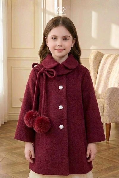  Áo Khoác Dạ Lông Thỏ Cổ Nơ Bông Tiểu Thư | Crown Space CKGL63517031 