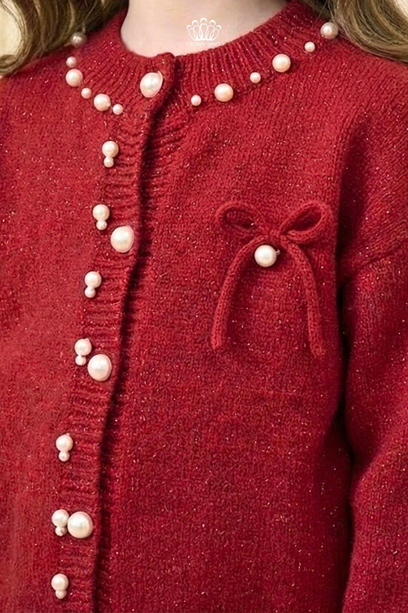  Áo Len Cardigan Bé Gái Đính Ngọc Trai Sang Trọng | Crown Space CKGL6451903 