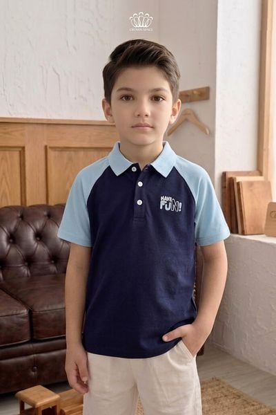  Áo Polo Bé Trai Tay Raglan Phối Màu Thể Thao Năng Động – Crown Space CKBS2160304 