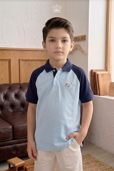  Áo Polo Bé Trai Tay Raglan Phối Màu Thể Thao Năng Động – Crown Space CKBS2160304 