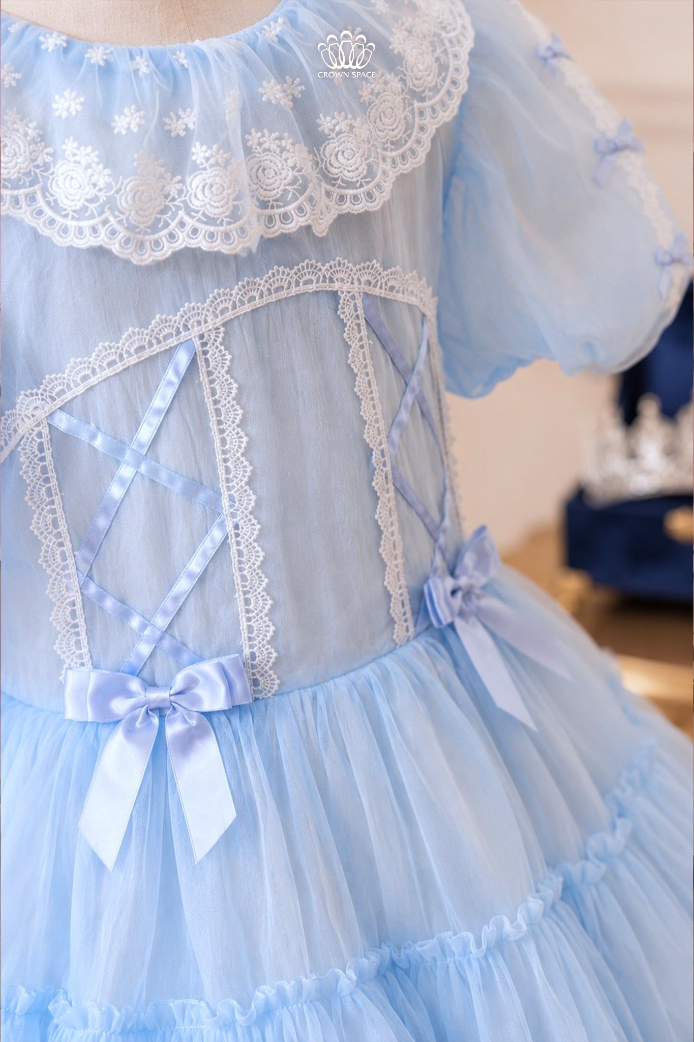 Váy Công Chúa Lolita Xanh Pastel Xếp Tầng Phối Ren Ngọt Ngào | Crown Space CKGS3860809.BL 