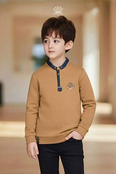  Áo Bé Trai Thiết Kế Cổ Phối Viền Sang Trọng, Năng Động Crown Space CKBL51514015 