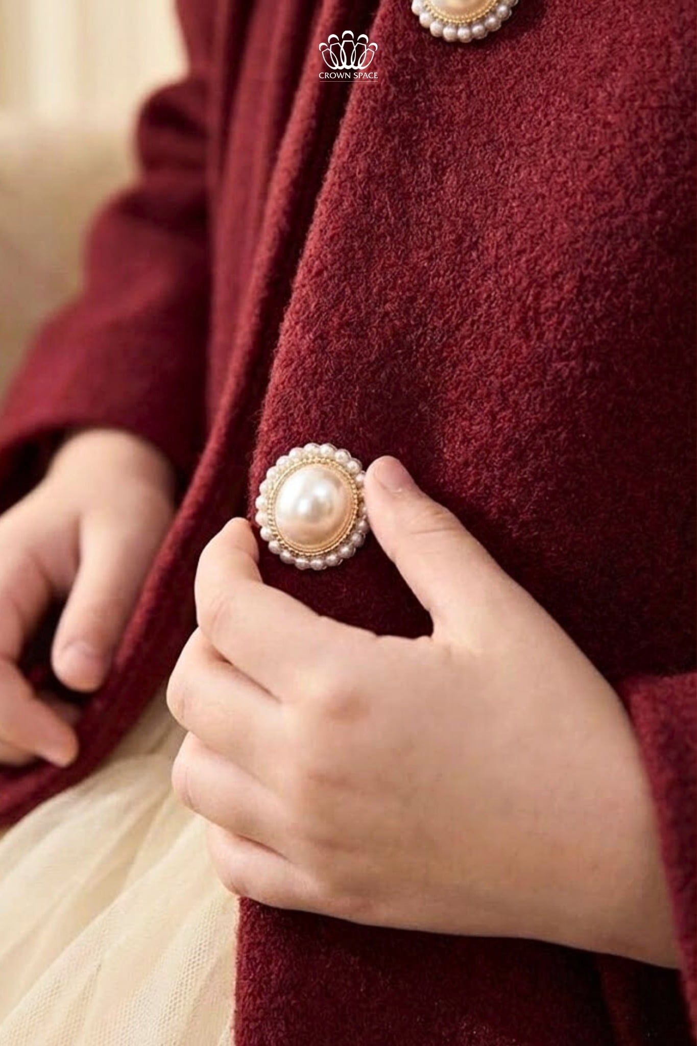  Áo Khoác Dạ Lông Thỏ Cổ Nơ Bông Tiểu Thư | Crown Space CKGL63517031 