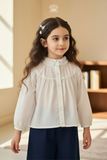  Áo Bé Gái Cotton Cổ Bèo Thanh Lịch, Phong Cách Châu Âu Crown Space CKGL5251501 