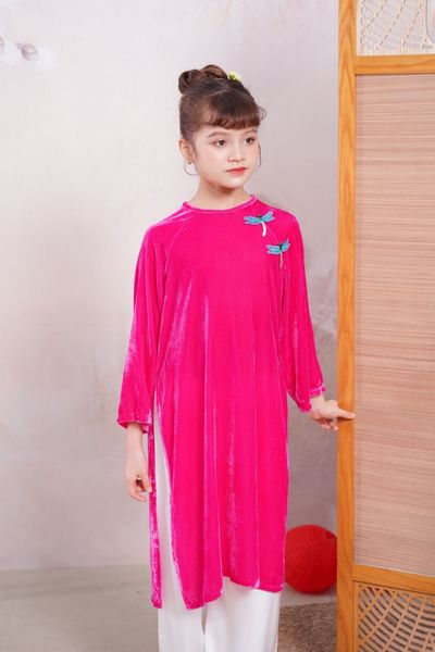 Áo Dài Nhung The Bé Gái Cổ Tròn | Crown Space CKGL9933118/CKGL9933119 