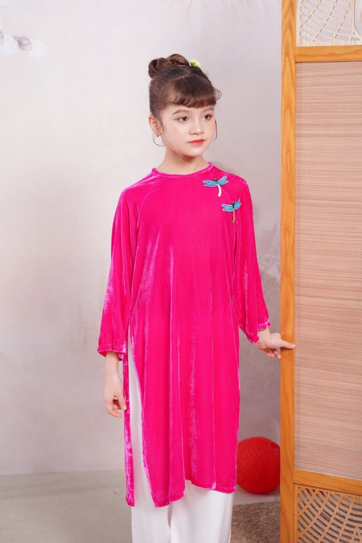  Áo Dài Nhung The Bé Gái Cổ Tròn | Crown Space CKGL9933118/CKGL9933119 
