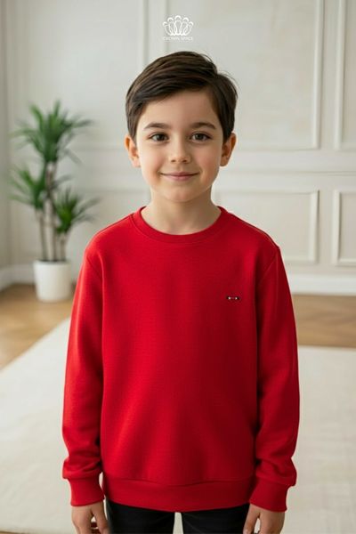  Áo Nỉ Bé Trai Cổ Tròn Basic Thiết Kế Tối Giản, Chất Liệu Dệt Nổi Cao Cấp | Crown Space CKBL51514016 