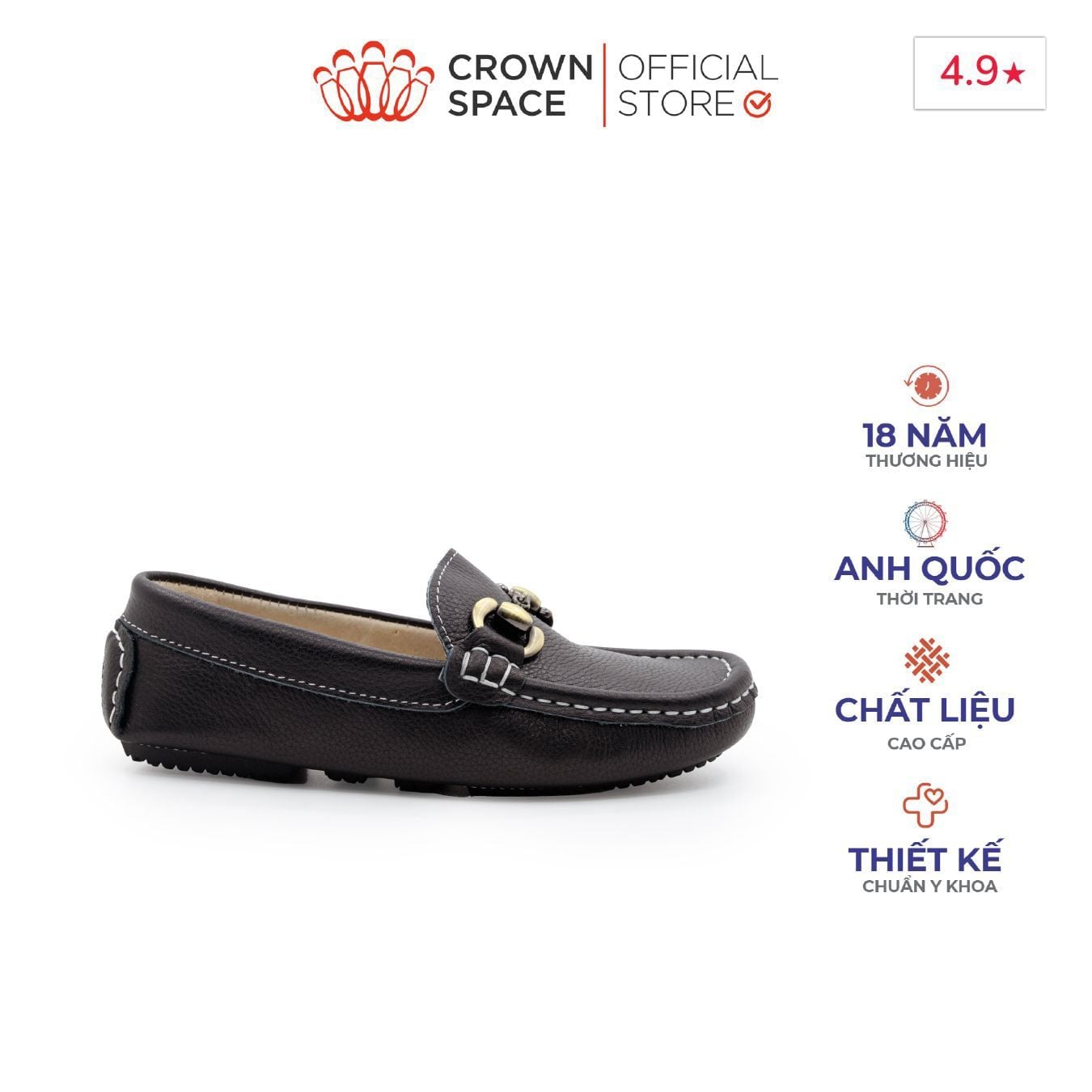  Giày Lười Bé Trai Lịch Lãm, Phong Cách Anh Quốc, Tiện Lợi | Crown Space CRUK452 