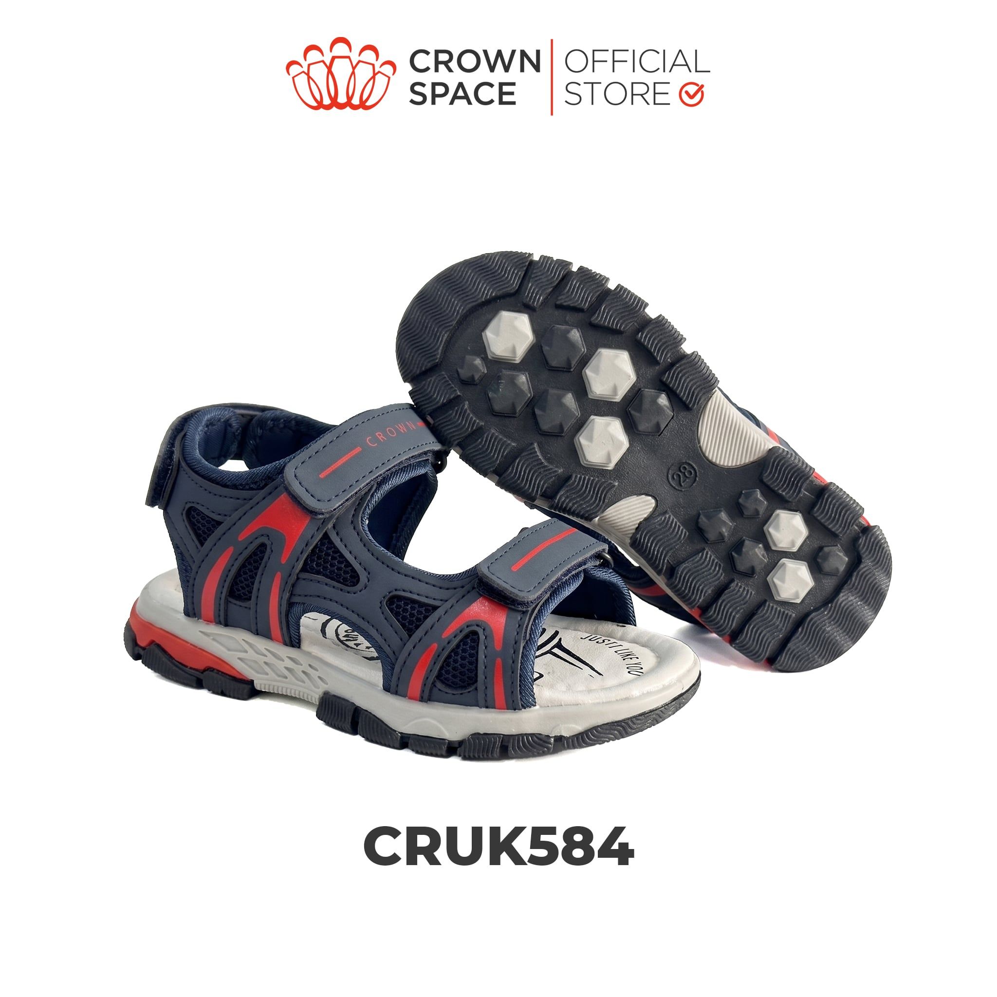  Sandal Thể Thao Bé Trai Chống Trượt, Bền Bỉ, Xanh Navy Cá Tính | Crown Space CRUK584.NV 