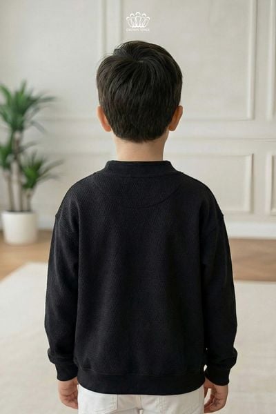  Áo Nỉ Kiểu Henley Dài Tay Bé Trai CROWN SPACE Chất Liệu Waffle Knit Ấm Áp Crown Space CKBL5151402 