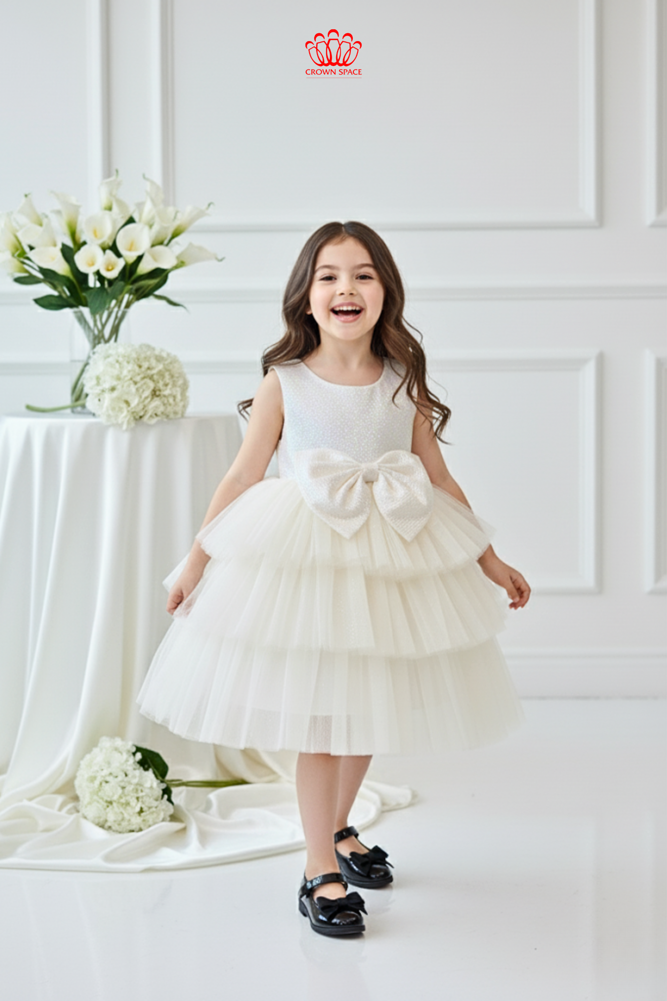  Váy Công Chúa Bé Gái Cao Cấp Gắn Nơ Xoè Tầng | Crown Space CKGS38514010 