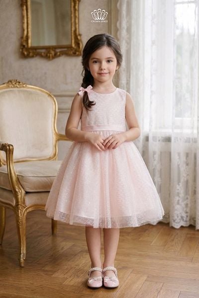  Váy công chúa bé gái cao cấp Crown Space – Thiết kế xòe hoạ tiết óng ánh sang trọng CKGS3860107 