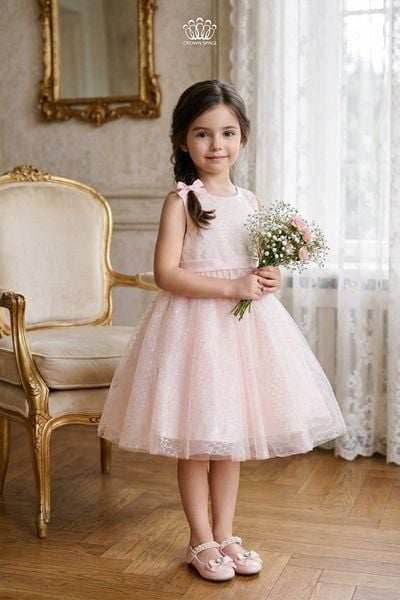  Váy công chúa bé gái cao cấp Crown Space – Thiết kế xòe hoạ tiết óng ánh sang trọng CKGS3860107 