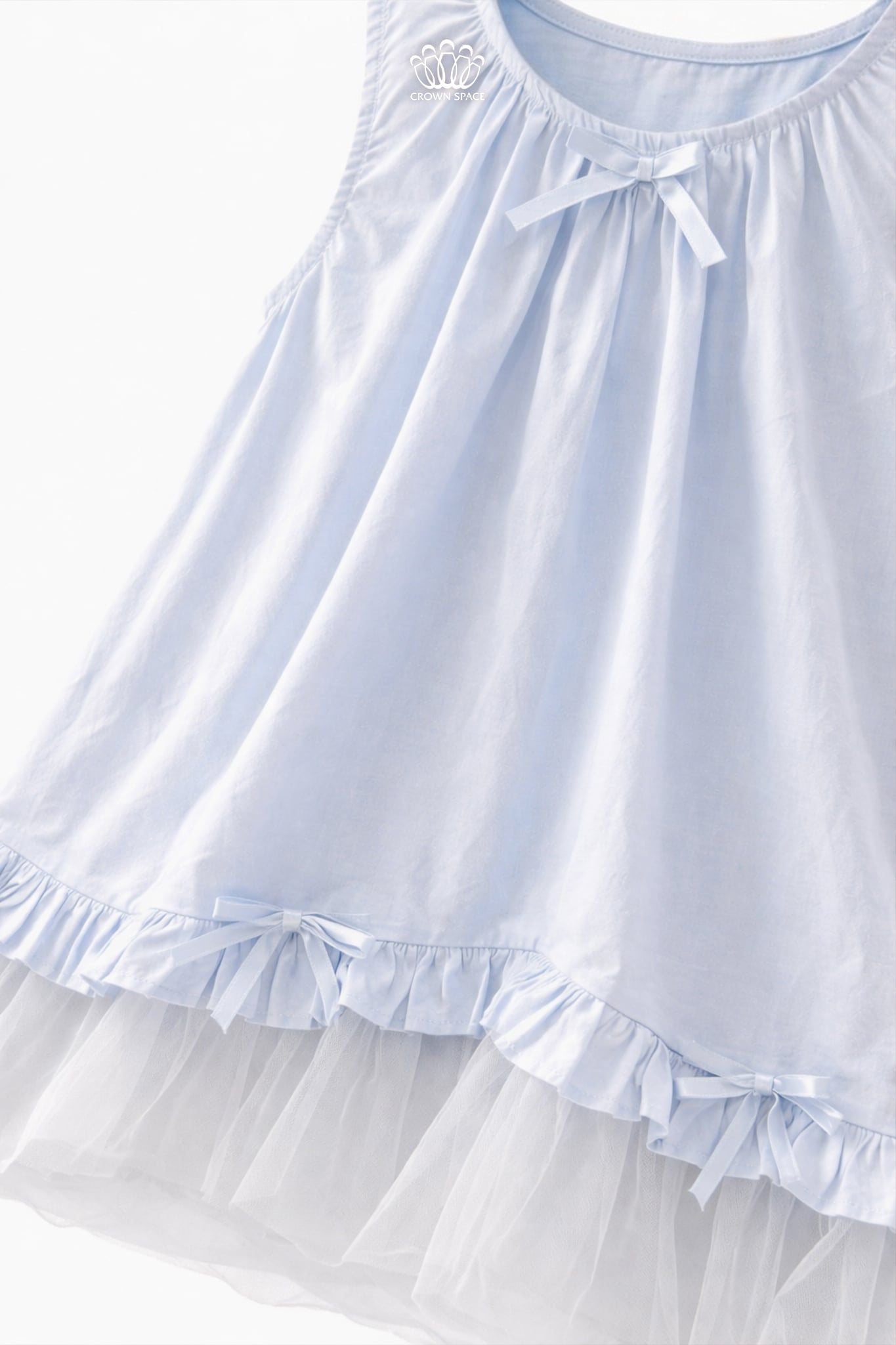  Váy Bé Gái Dáng Suông Phối Tulle Đính Nơ Ngọt Ngào – Crown Space CKGS2860403 
