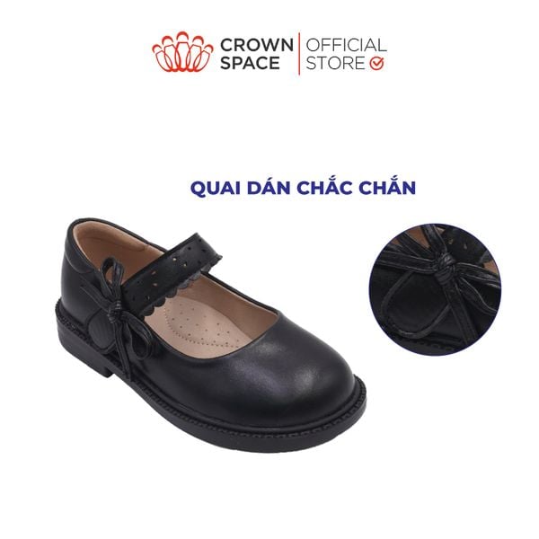  [Pre-order]Giày Đi Học School Shoes Bé Gái Da Lì Đính Nơ Xinh Xắn, Tăng Chiều Cao 2.5cm | Crown Space CRUK3083 