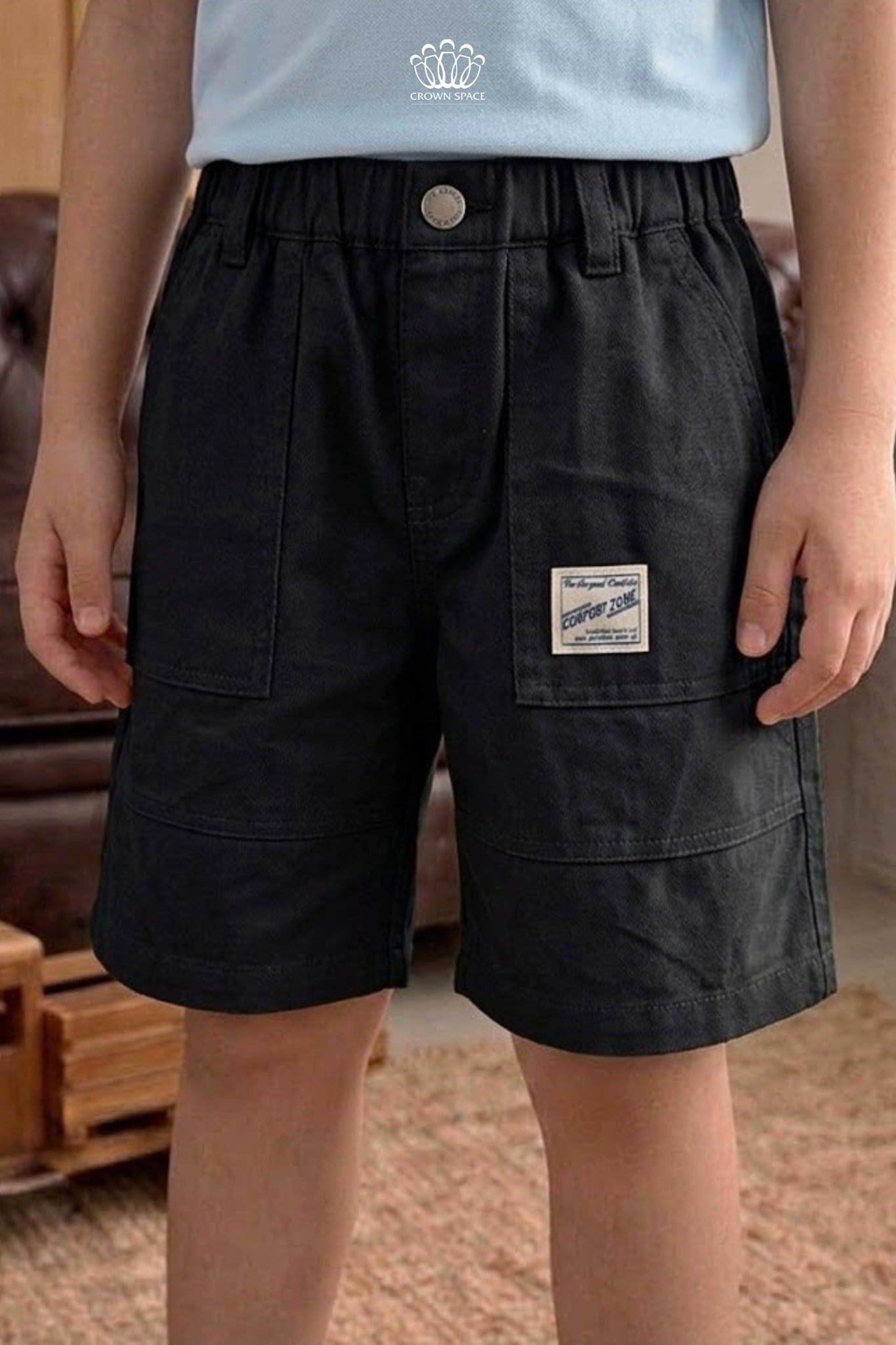  Quần Short Kaki Bé Trai Túi Hộp Phong Cách Cá Tính – Crown Space CKBS2660307 