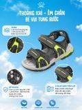  Sandal Thể Thao Cao Cấp Bé Trai Chống Trượt, Bền Bỉ, Xám Khói Hiện Đại | Crown Space CRUK584.GY 