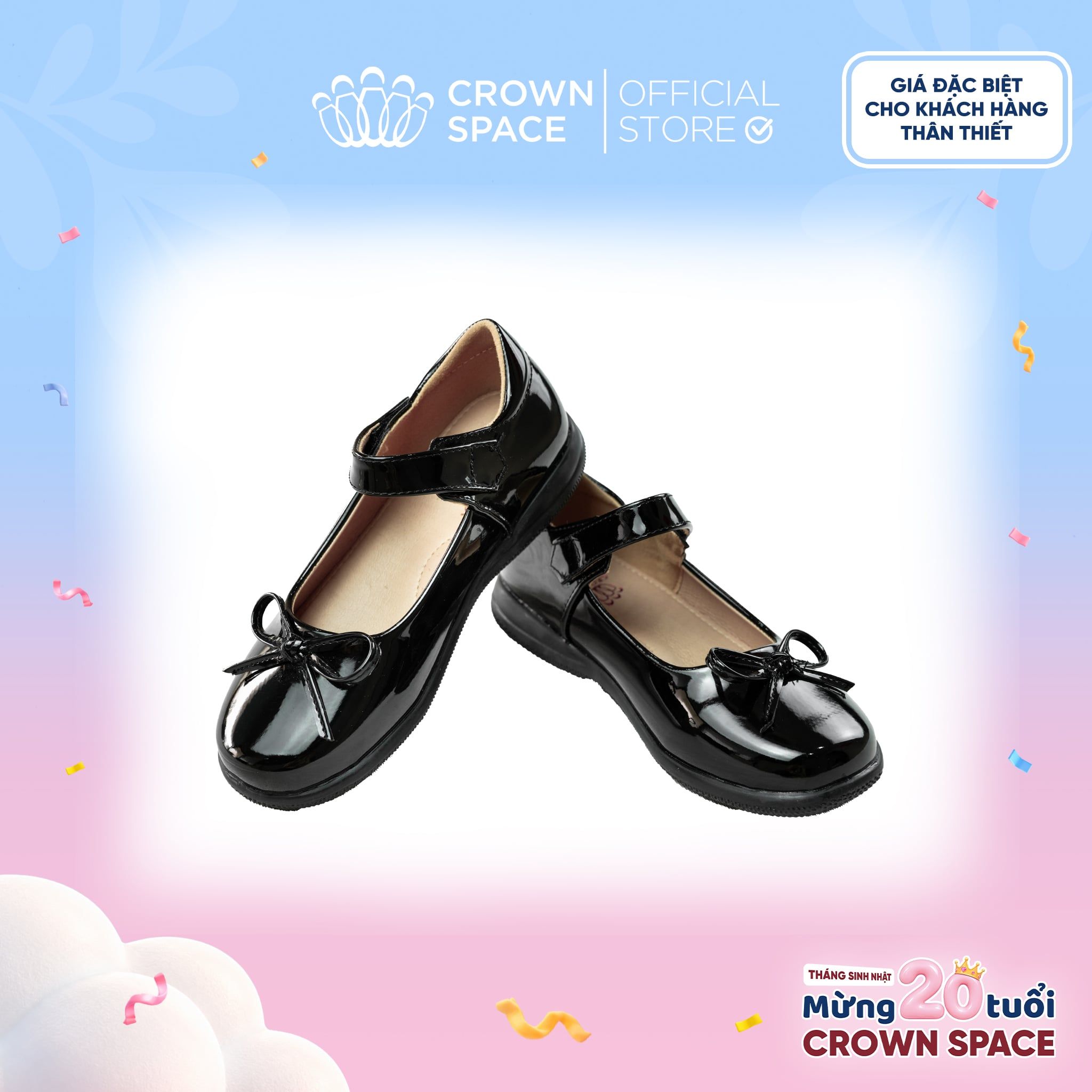  (VIP Private Sale) Giày Búp Bê Da Bóng Đính Nơ Tiểu Thư Kiêu Sa | Crown Space CRUK3082 