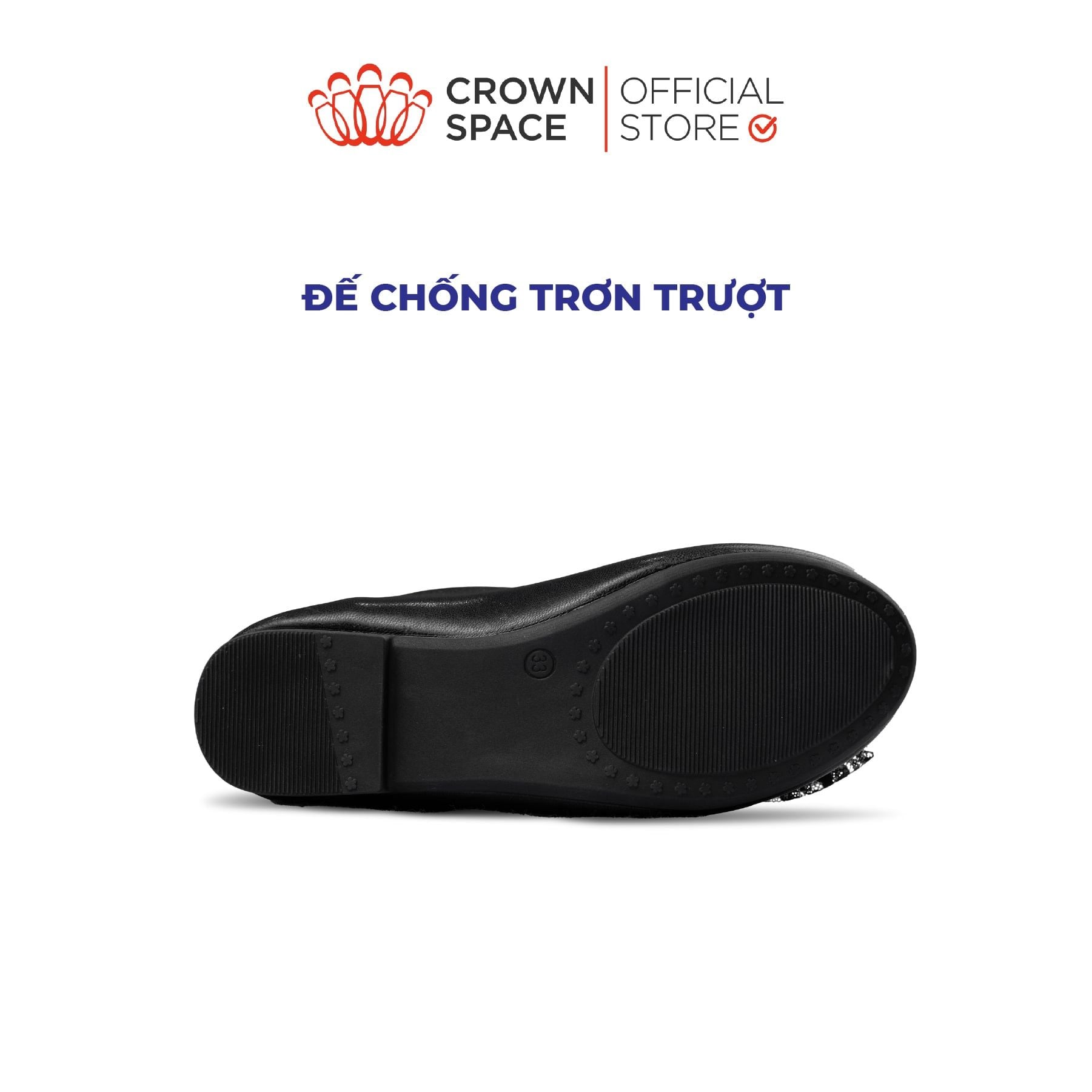  [Xả kho-Miễn Đổi Trả]Giày Búp Bê Bé Gái Đính Nơ Ren Đá Trái Tim, Êm Chân Chống Bẹt | Crown Space CRUK3181 