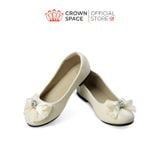  [Xả kho-Miễn Đổi Trả]Giày Búp Bê Bé Gái Đính Nơ Ren Đá Trái Tim, Êm Chân Chống Bẹt | Crown Space CRUK3181 