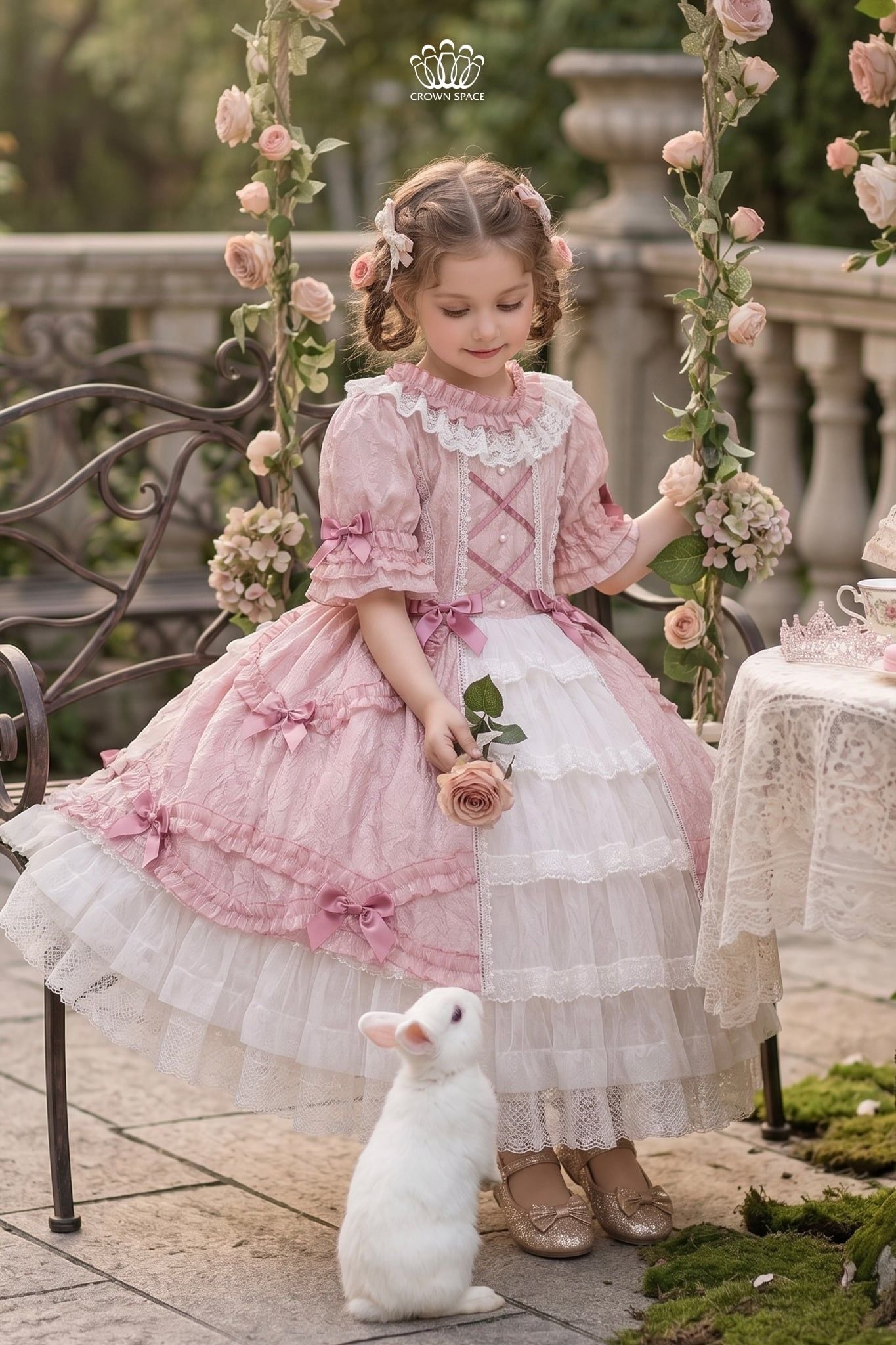  Váy Công Chúa Lolita Gấm Nổi Phối Ren Xếp Tầng Ngọt Ngào | Crown Space CKGS3860810.P 