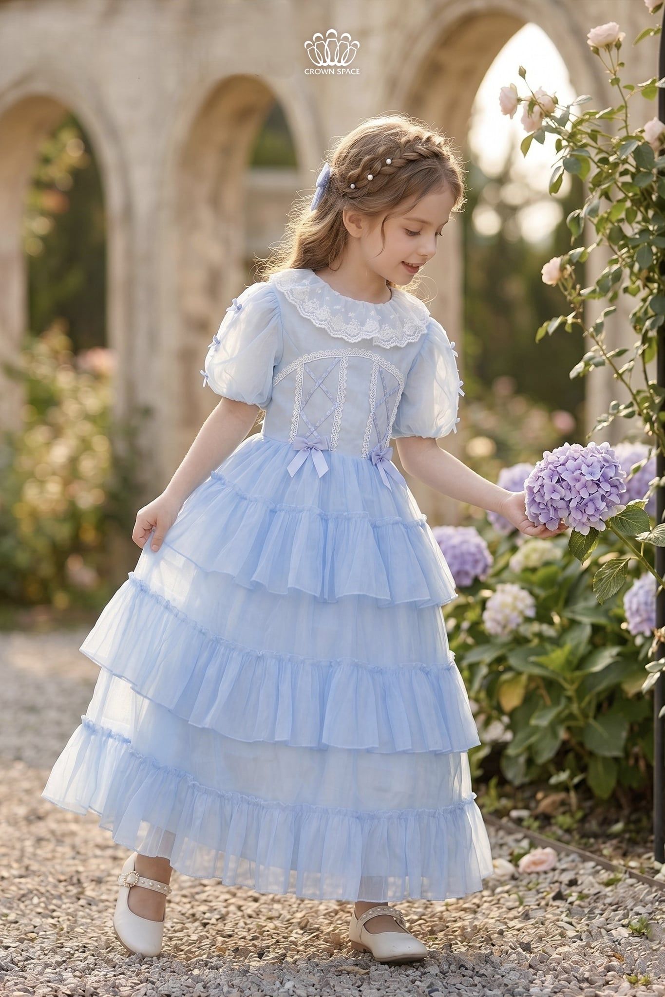  Váy Công Chúa Lolita Xanh Pastel Xếp Tầng Phối Ren Ngọt Ngào | Crown Space CKGS3860809.BL 