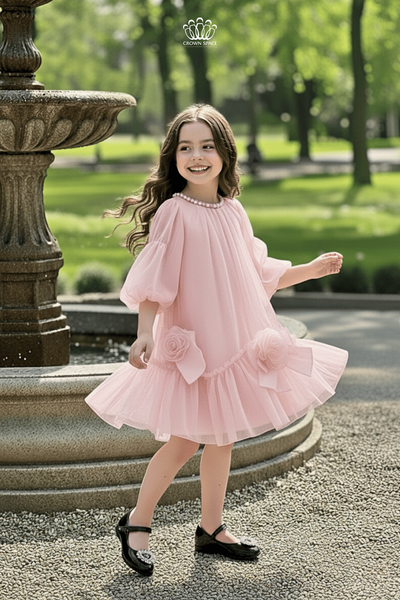  Váy Công Chúa Bé Gái Xếp Tầng Voan Đính Hoa Crown Space CKGL38514015 