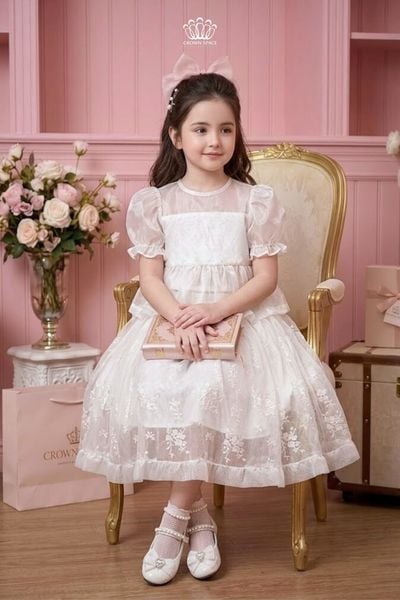  Set Áo & Chân Váy Bé Gái Voan Thêu Crown Space – Set Công Chúa Thanh Lịch CKGS3960206 