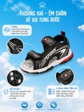  Sandal Thể Thao Bé Trai Chống Trượt, Bền Bỉ, Đen Cá Tính | Crown Space CRUK586.BK 